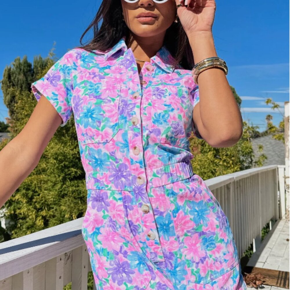 Show Me Your MuMu Cannon Romper ~ Garden Party Denim × 1